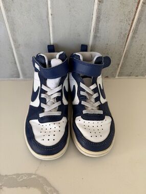 Nike Kids Navy and White High-Top Sneakers
